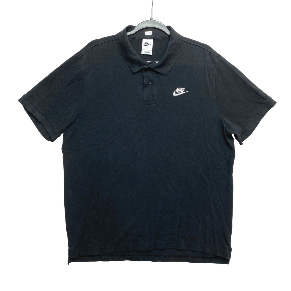 Nike Polo Shirt Mens Size Large Black Short Sleeve Swoosh Pique